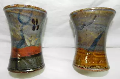 Buy Vintage Signed, John Glick ABSTRACT JOHN GLICK PLUM TREE POTTERY Cups 4.5  Tall • 118.59£