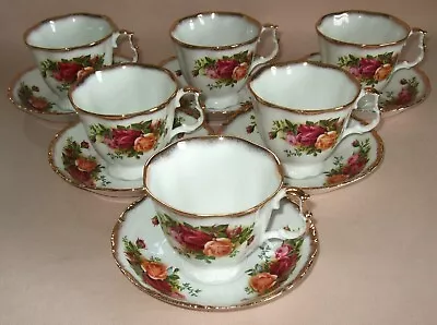 Buy Royal Albert Old Country Roses 6 Rare Gainsborough Cups & Saucers English 1st • 84.95£