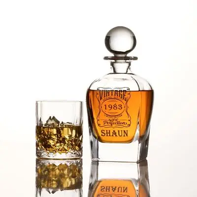 Buy Personalised Birthday Vintage Glass Whiskey Decanter Gift DUV-1 • 29.99£
