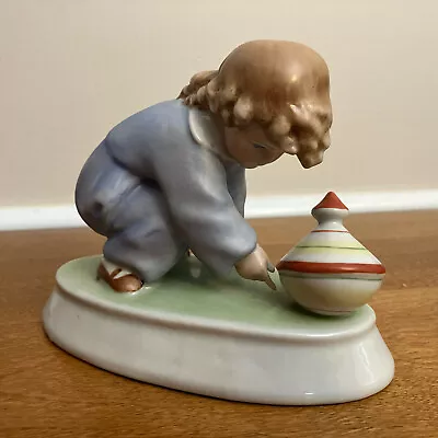 Buy Vintage ZSOLNAY Pecs Sinko Hungarian Porcelain Child Playing W/ Spinning Top Toy • 18.92£