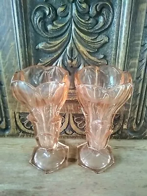 Buy Art Deco - A Pair Of Pink Glass Vases 1930s • 29.97£