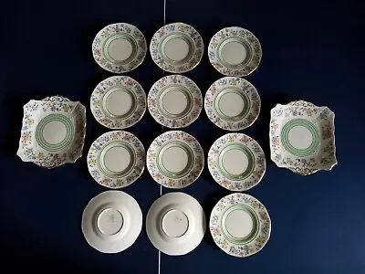 Buy Plant Tuscan China Plates 1933 Deco 12 Plates 2 Cake Trays Rare Design 780986 • 21£
