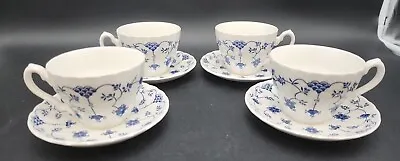 Buy Churchill Finlandia 4 Tea Cups & 4 Saucers Blue & White  England  • 21.09£
