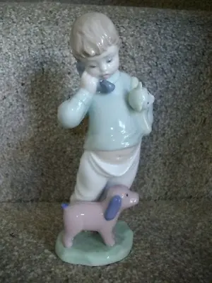 Buy Nao By Lladro 'Boy On Phone With Dog And Teddy' Porcelain Figurine No. 1044 • 10£