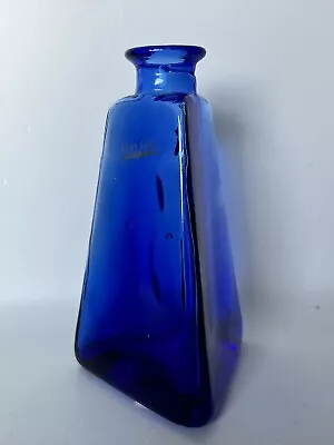 Buy Cobalt Blue Triangular Glass Bottle By Parlane  Decor Triangle Punt Collect • 14.95£