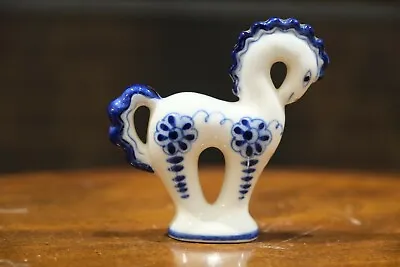 Buy Russian Gzhel Pottery Blue And White Horse Figurine Made In USSR • 22£