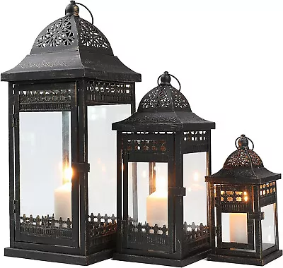 Buy JHY DESIGN Candle Holders Set Of 3 Decorative Candle Lanterns 51 & 37 & 24 Cm • 39.99£