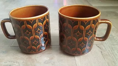 Buy Pair Of Vintage Hornsea Pottery Heirloom Pattern Mugs In Brown - NEW! • 19.99£