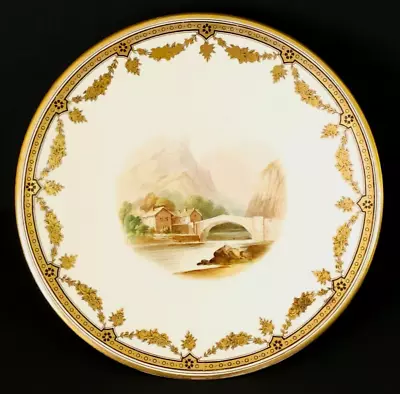 Buy Antique MINTON Porcelain Landscape Pedestal Dessert Plate B2958 9  • 49£
