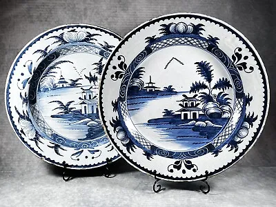 Buy A Superb PAIR Of Lambeth Delftware Chinoiserie Tin-Glazed 35cm Chargers C1780 • 975£