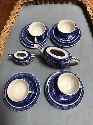 Buy Vintage Japanese Blue Willow  Miniature Tea Set - 14 Pieces 1950’s • 0.99£