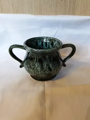 Buy Fosters Studio Pottery Vase Vintage Green Blue Drip Glaze Handles Handle Urn Pot • 7.99£
