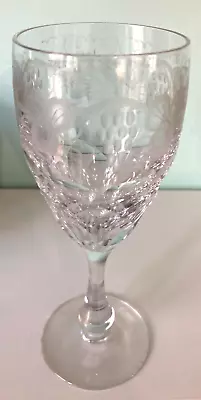 Buy Beautiful Grape Vine Engraved Cut Lead Crystal Small Wine Glass • 10£