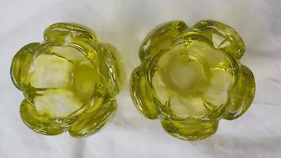 Buy 2 Green Glass Candle Holders Tulip  • 5£