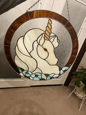 Buy Vintage Stained Glass Window Hanging, Unicorn • 308.34£