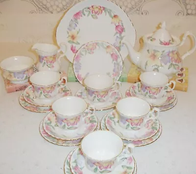 Buy Vintage Royal Albert 22 Piece Tea Set & Teapot 🍰Bone China England🍰NEVER USED • 175£