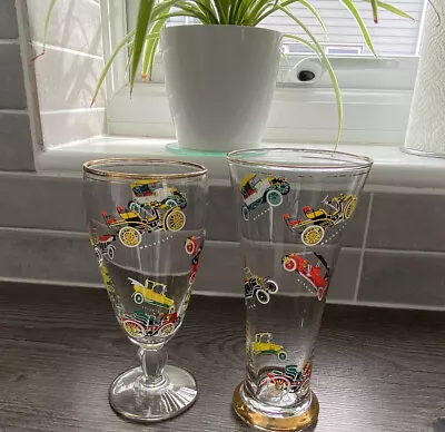 Buy Vintage Matching Beer Drinking Glasses 1 Pilsner & 1 Stemmed 1950's 1960's Retro • 15£