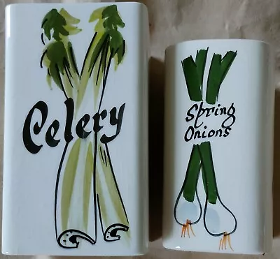 Buy Vintage Toni Raymond Pottery Celery Jar And Spring Onion Jar Hand Painted Vgc+  • 14.99£
