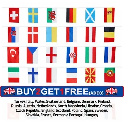 Buy 10 Metre's Euro 24 Flags European Nations Fabric Bunting Banner Decor • 4.95£