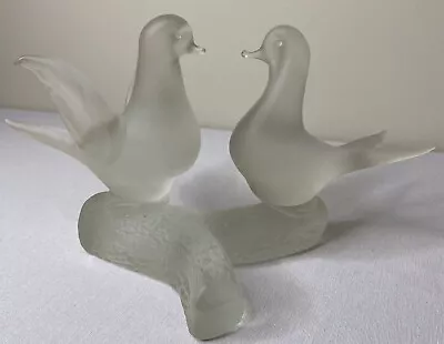 Buy Frosted Crystal Glass Lalique Style Dove Love Birds Figurine Art Deco • 28.45£