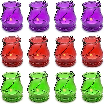 Buy Hanging Lantern Tea Light Glass Candle Holder Garden Votive Jar Metal Handle • 21.99£