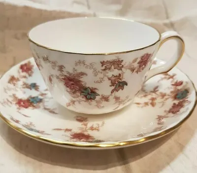Buy Minton Bone China Cup & Saucer - Ancestral Pattern Floral Swirl  Very Good Cond • 7.99£