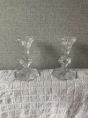 Buy Pair Of Waterford Irish Cut Crystal Chatham Taper 5” Candlestick Holders • 35£
