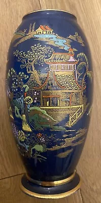 Buy Blue Carlton Ware Pagoda Pattern Vase Vintage • 29.99£