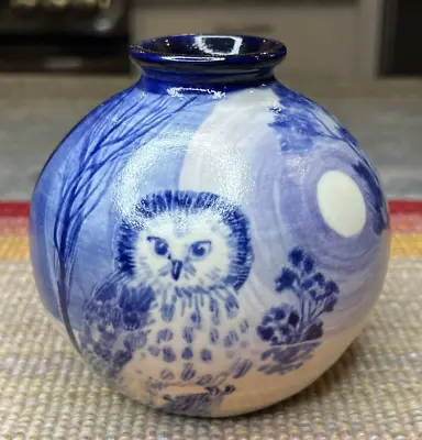 Buy Susan Gilbert Monhegan Pottery Maine Owls Winter Solstice Night Vase 2001 • 144.08£