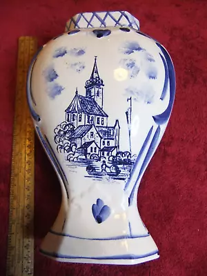 Buy Delft Hand Painted Blue & White Porcelain Vase. • 40£