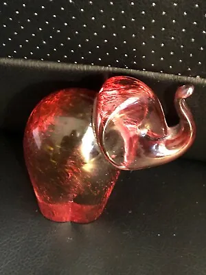 Buy Vintage Signed Wedgwood Pink Speckled Glass Elephant Sculpture Paperweight 3x3  • 40.03£