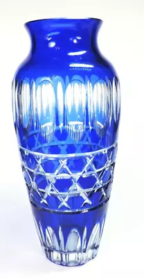 Buy Vintage COBALT BLUE CUT GLASS VASE (MINT) • 70.73£