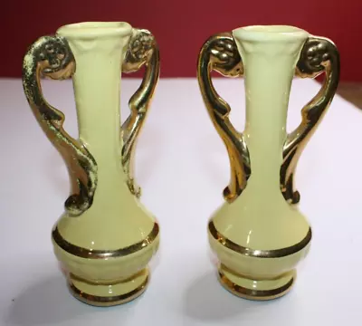 Buy Vintage Chic Pottery Zanesville Ohio 1940's-2 Spill Vase Bud Vases. • 14.46£