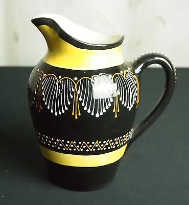 Buy HB QUIMPER Jug Black Yellow White Raised Dots French Faience Rare • 12£