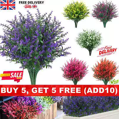 Buy Artificial Flowers Plastic Fake Plants UV Resistant Home In Outdoor Garden Decor • 1.98£