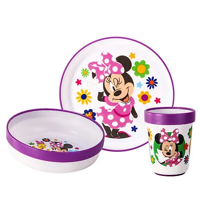 Buy Disney Minnie Mouse 3pcs Bicolor Kids Dinner Tableware Set Plate, Bowl & Tumbler • 12.99£