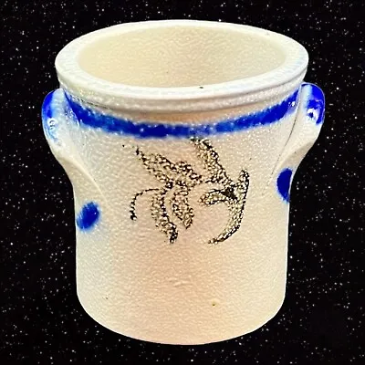 Buy Vintage Salt Glaze Miniature Crock Vase Pottery German Gray Cobalt Blue 2.25”T • 19.73£