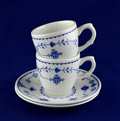 Buy Masons Furnivals Denmark Blue & White X2 Demitasse Coffee Cups & Saucers • 24.50£