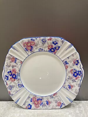 Buy Vintage Royal Albert Crown China Pink & Blue Floral 2 Handled Cake Plate VGC • 5.99£