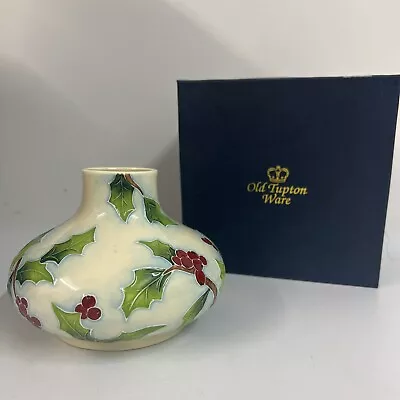 Buy Old Tupton Ware Hand Painted Squat Vase Robin Holly Berries Design Boxed B90 • 39.99£