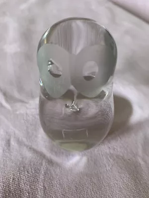 Buy Vintage Wedgewood England Clear Art Glass Owl Paperweight/Ornament • 6£
