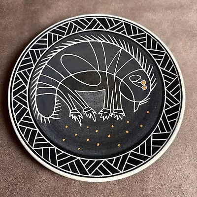 Buy Sandra Bowkett Australian Echidna Studio Pottery Plate Handpainted Aboriginal • 53.42£