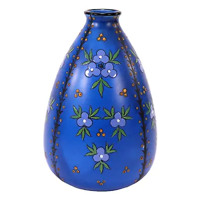 Buy Minton Arts Crafts Secessionist Vase Enamelled Flowers Azura Blue Circa 1891 • 250£