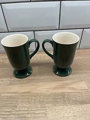 Buy 2 Hornsea Pottery Rhapsody Footed Dark Green Gold Trim Tea Coffee Mug - 12cm • 15£