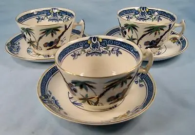Buy 3 Kenya Blue Cup & Saucer Sets Wood & Sons Woods Ware Hand Painted Trees (O4) • 240.12£