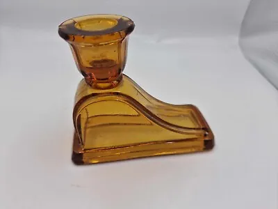 Buy Amber Glass Candlestick Holder 4 Inch • 0.99£