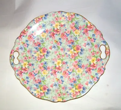 Buy Royal Winton Marion Chintz Cake / Sandwich Plate In Light Green Multi Floral • 29.99£
