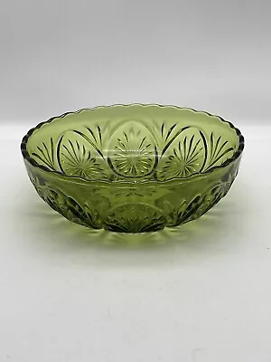 Buy ANCHOR HOCKING Bowl Serving Dish Glass Medallion Green Star Cameo Vintage 8 In. • 8.73£