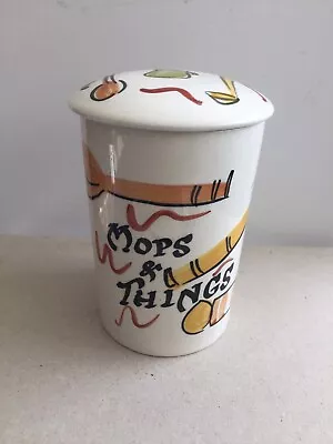 Buy Toni Raymond Pottery Pot Scoured,Mops & Things Lidded Storage Jar,Container • 10£