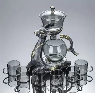 Buy Magnetic Lazy Kungfu Glass Tea Set Glass Teapot Infuser For Dining Room Home • 69.99£